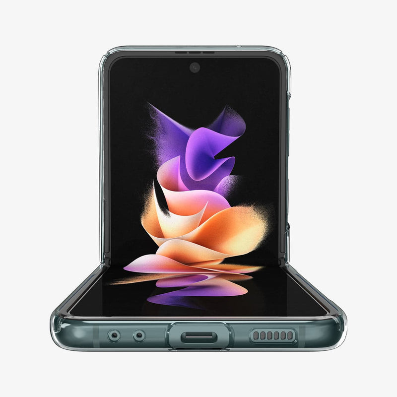 ACS03085 - Galaxy Z Flip 3 Case AirSkin in crystal clear showing the inside and bottom
