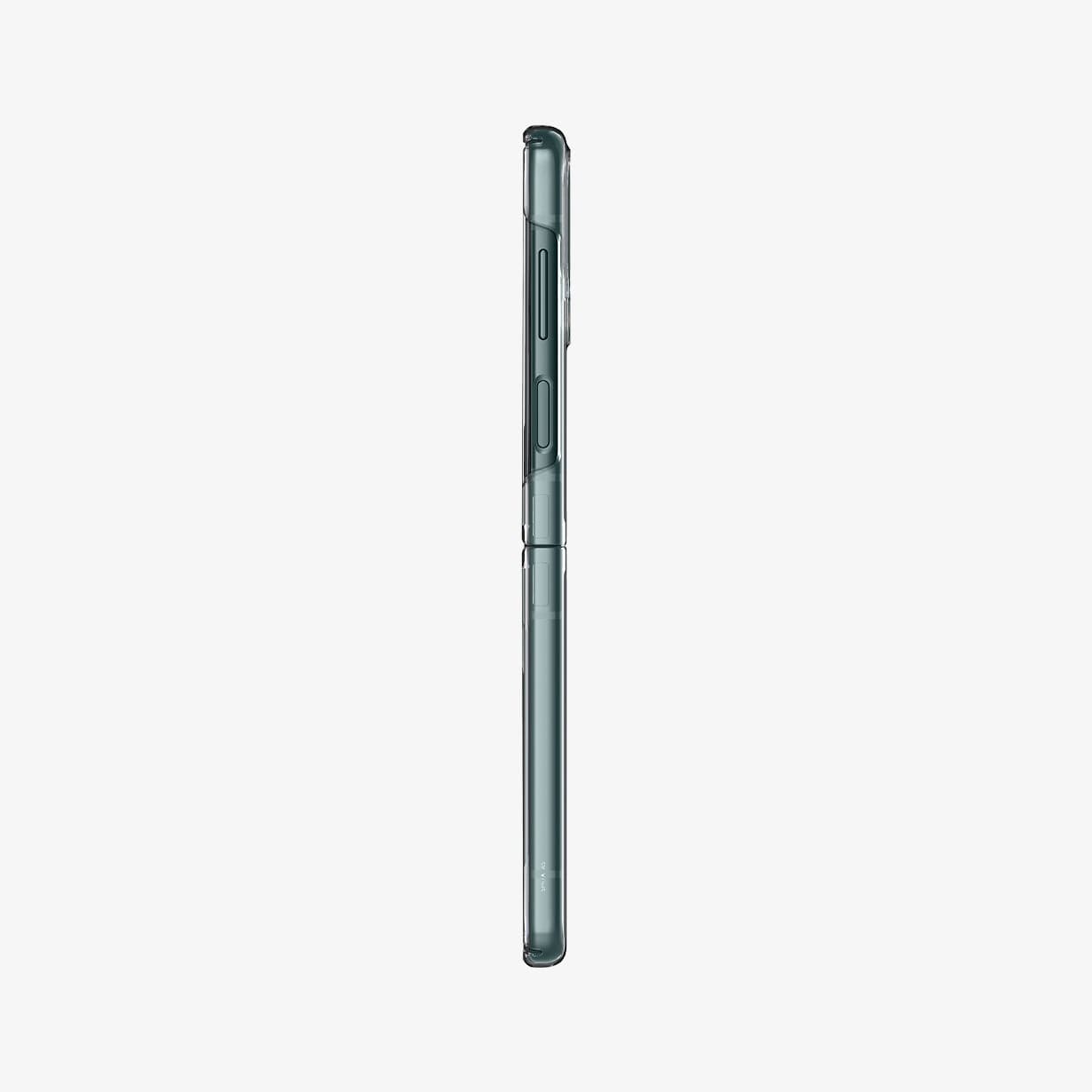 ACS03085 - Galaxy Z Flip 3 Case AirSkin in crystal clear showing the side profile with device fully open