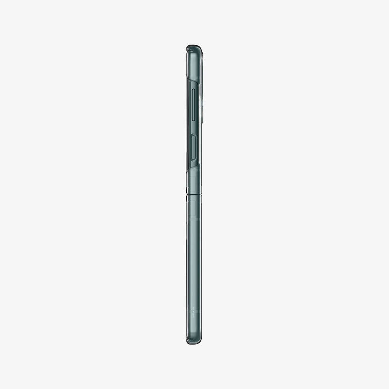 ACS03085 - Galaxy Z Flip 3 Case AirSkin in crystal clear showing the side profile with device fully open