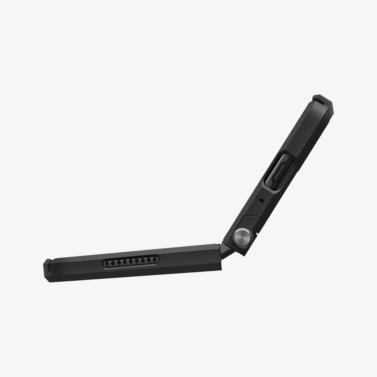 ACS03410 - Galaxy Z Fold 3 Case Neo Hybrid S in black showing the bottom with device partially opened