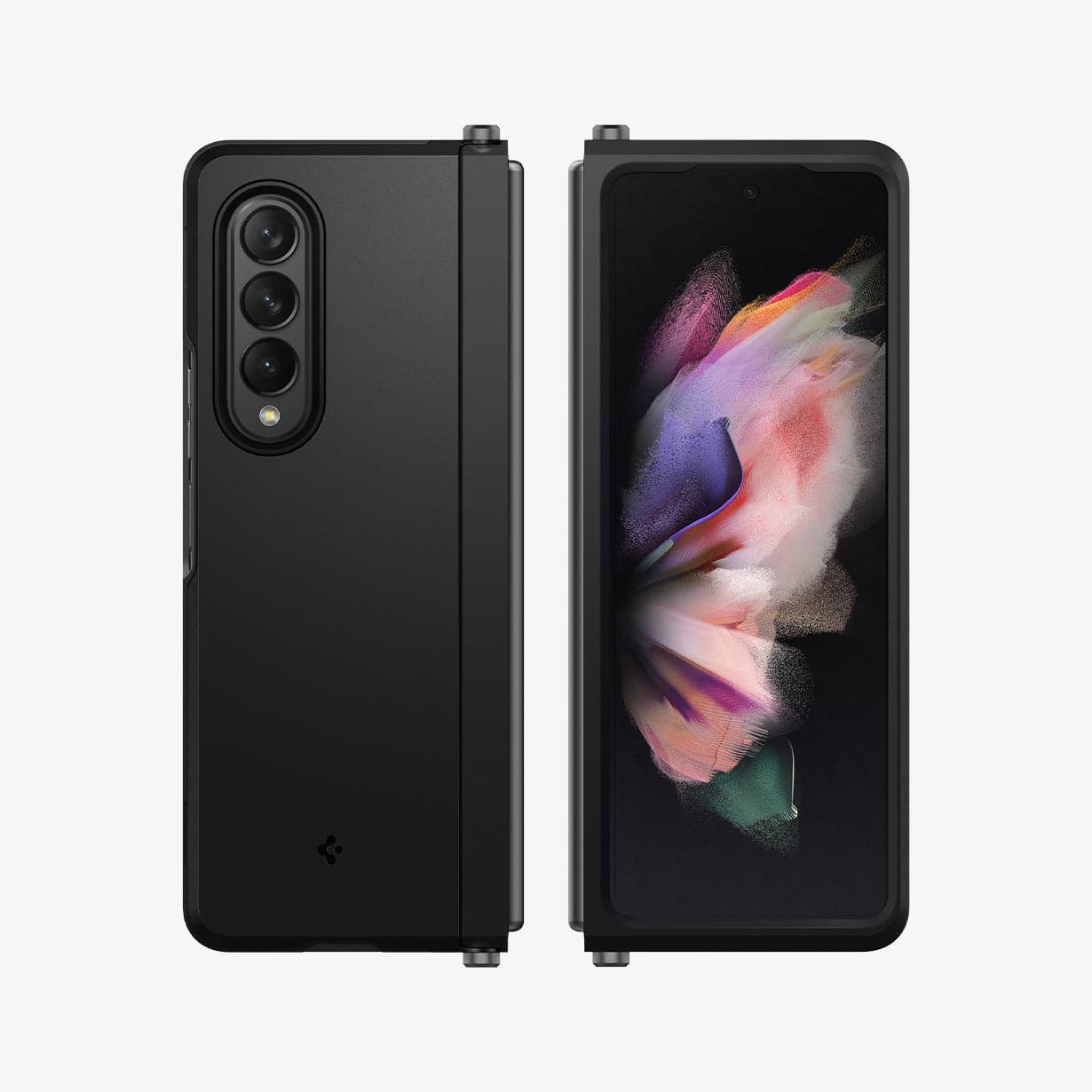 ACS03410 - Galaxy Z Fold 3 Case Neo Hybrid S in black showing the front and back with device fully closed
