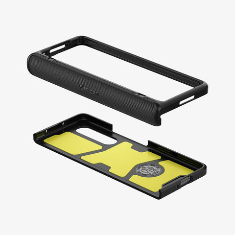 ACS03078 - Galaxy Z Fold 3 Case Slim Armor Pro in black showing the two pieces: front and back