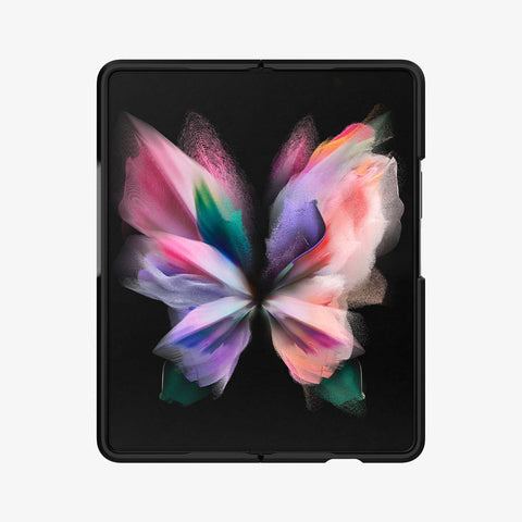 ACS03078 - Galaxy Z Fold 3 Case Slim Armor Pro in black showing the inside with phone fully opened up