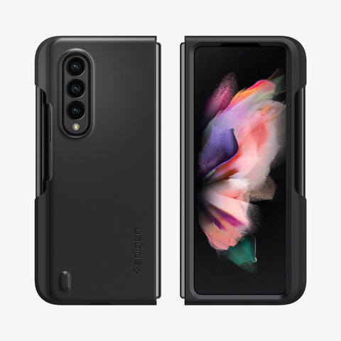 ACS03688 - Galaxy Z Fold 3 Case Thin Fit Pro in black showing the back and front