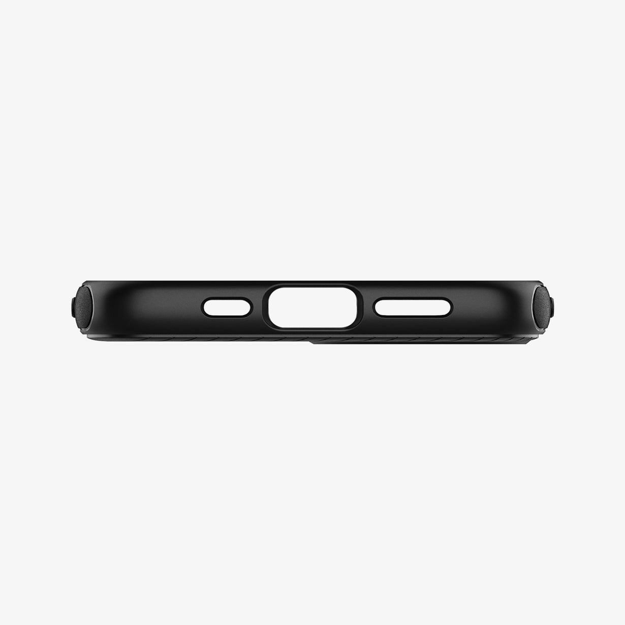 ACS01865 - iPhone 12 / iPhone 12 Pro Case MagArmor in black showing the bottom with precise cutouts