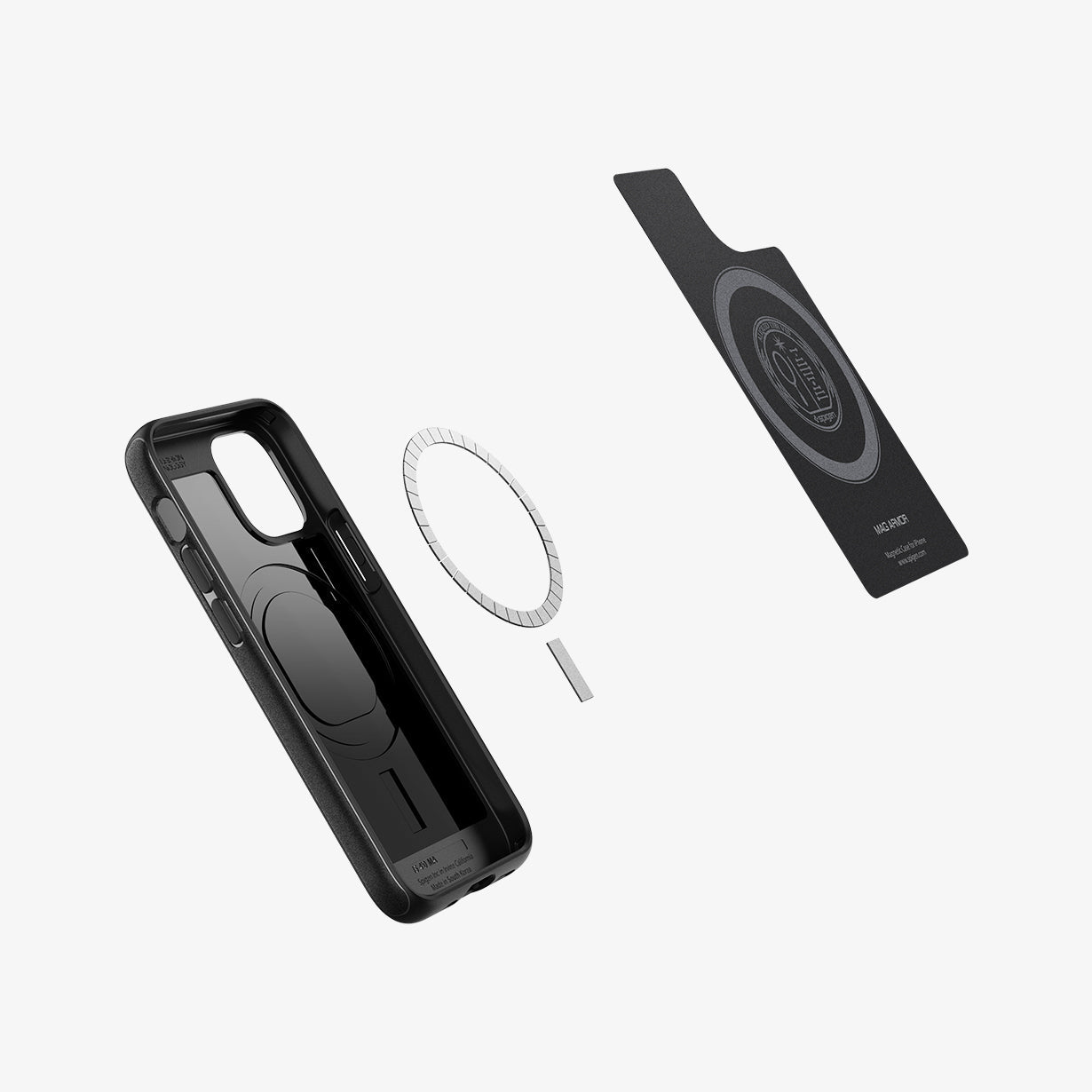 ACS01866 - iPhone 12 Mini Case MagArmor in black showing the inside magnetic ring layers