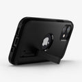 ACS01753 - iPhone 12 Mini Case Tough Armor in black showing the back and bottom with device propped up by built in kickstand