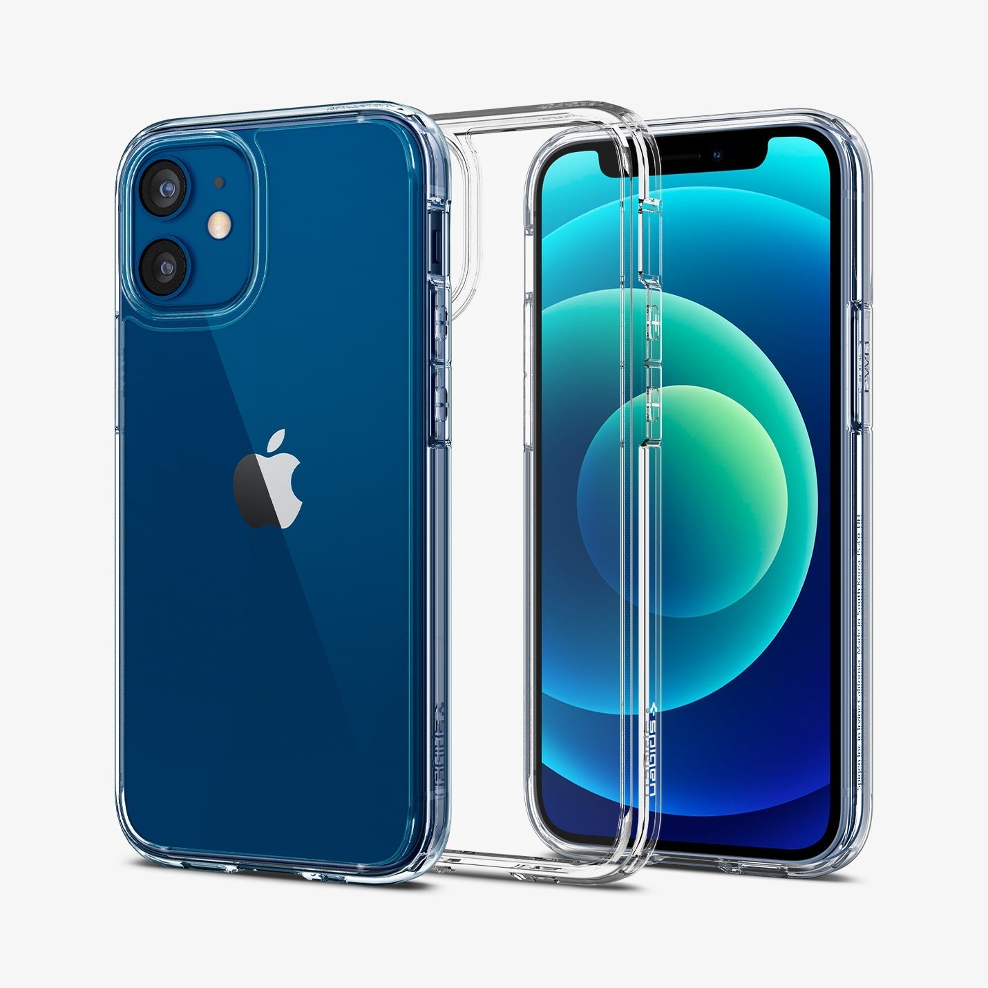 ACS01745 - iPhone 12 Mini Case Ultra Hybrid in crystal clear showing the back, inside and front