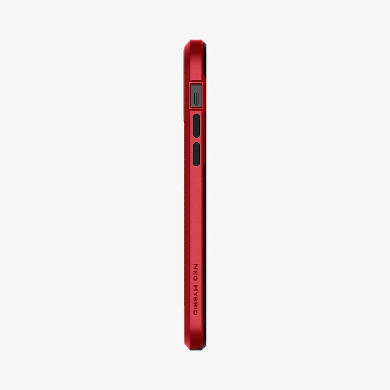 ACS02255 - iPhone 12 / iPhone 12 Pro Case Neo Hybrid in red showing the side with volume controls