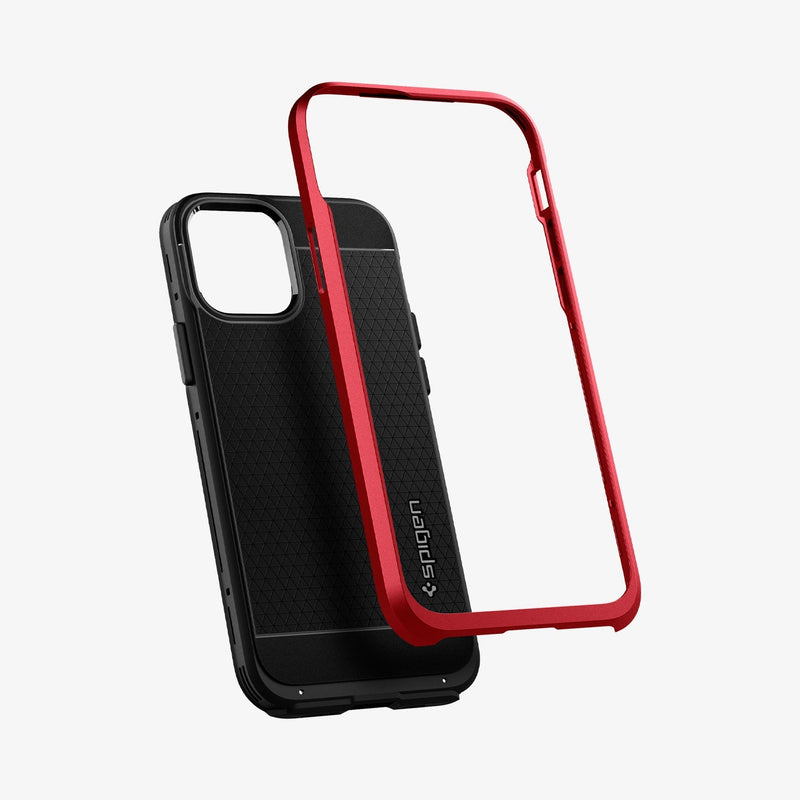 ACS02255 - iPhone 12 / iPhone 12 Pro Case Neo Hybrid in red showing the hard pc layer hovering away from soft tpu