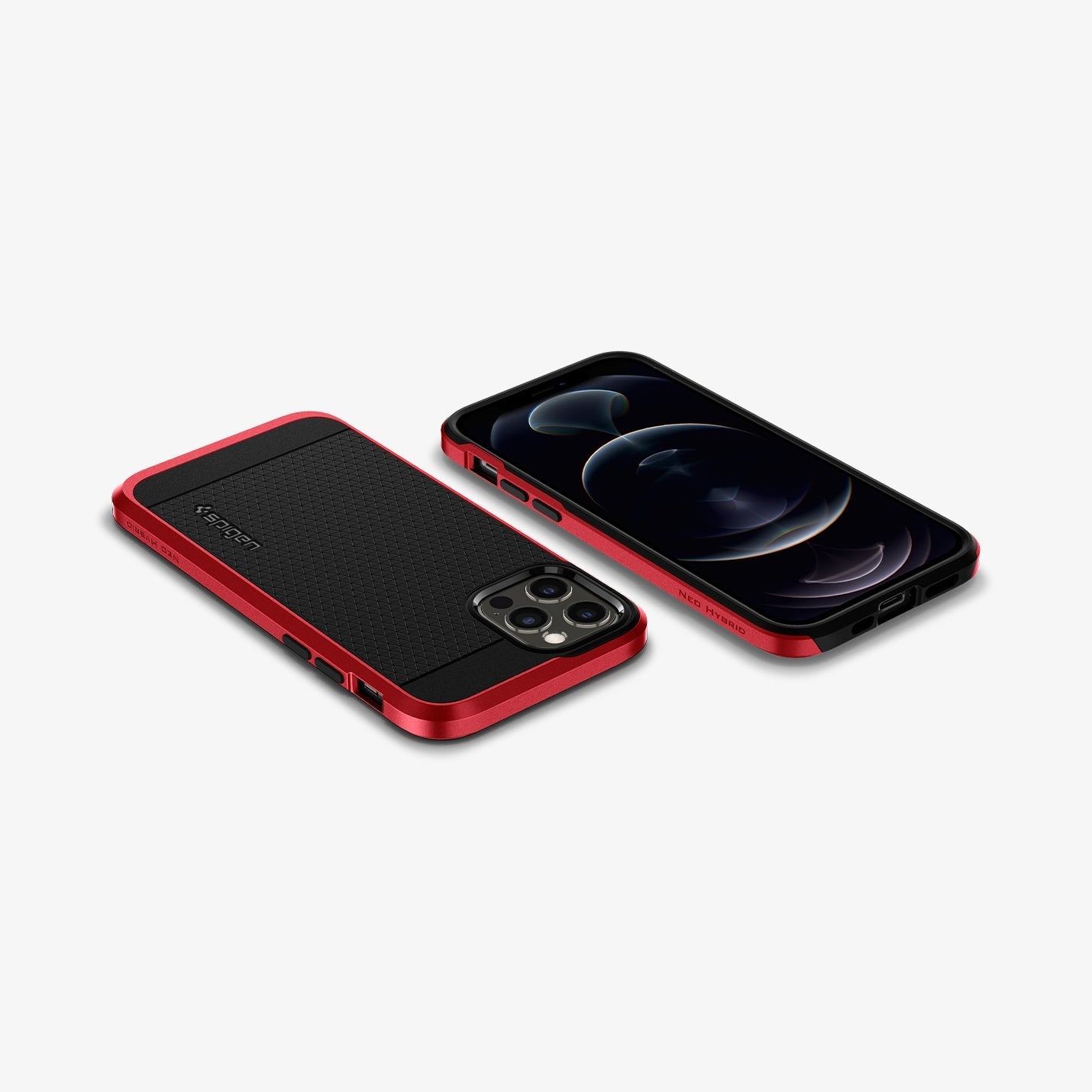 ACS02255 - iPhone 12 / iPhone 12 Pro Case Neo Hybrid in red showing the back, front and sides