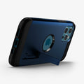 ACS02298 - iPhone 12 / iPhone 12 Pro Case Tough Armor in navy blue showing the back and bottom with device propped up by built in kickstand