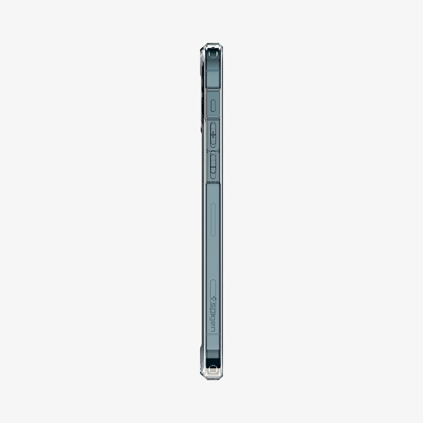 ACS01702 - iPhone 12 Pro / 12 Case Ultra Hybrid in crystal clear showing the side with volume controls