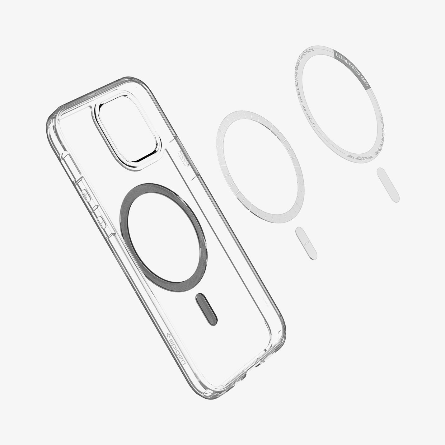 ACS04083 - iPhone 12 / 12 Pro Case Ultra Hybrid Mag (MagFit) in carbon fiber showing the inside magnetic ring layers