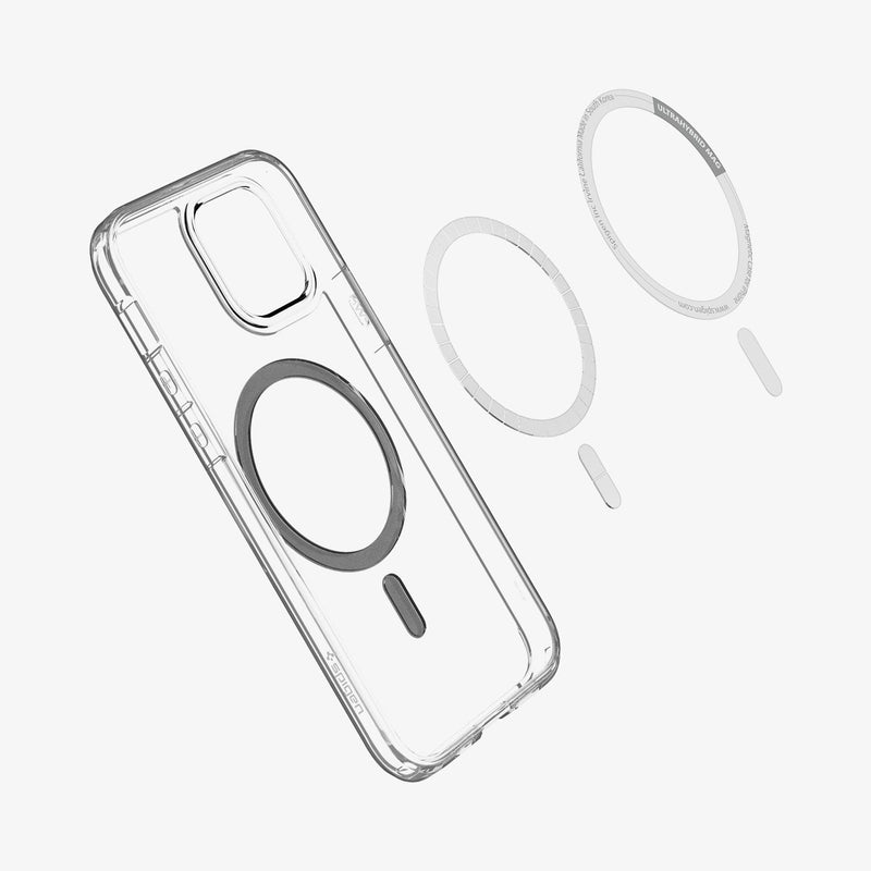 ACS04083 - iPhone 12 / 12 Pro Case Ultra Hybrid Mag (MagFit) in carbon fiber showing the inside magnetic ring layers