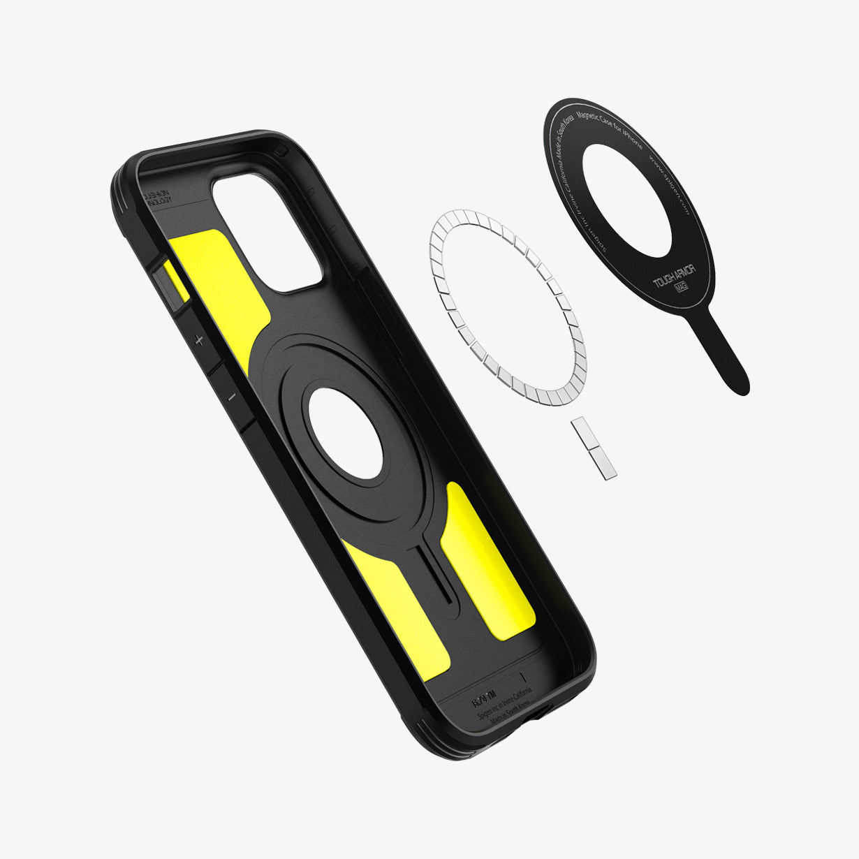 ACS02620 - iPhone 12 / iPhone 12 Pro Case Tough Armor Mag Safe Compatible in black showing the inside magnetic ring layers