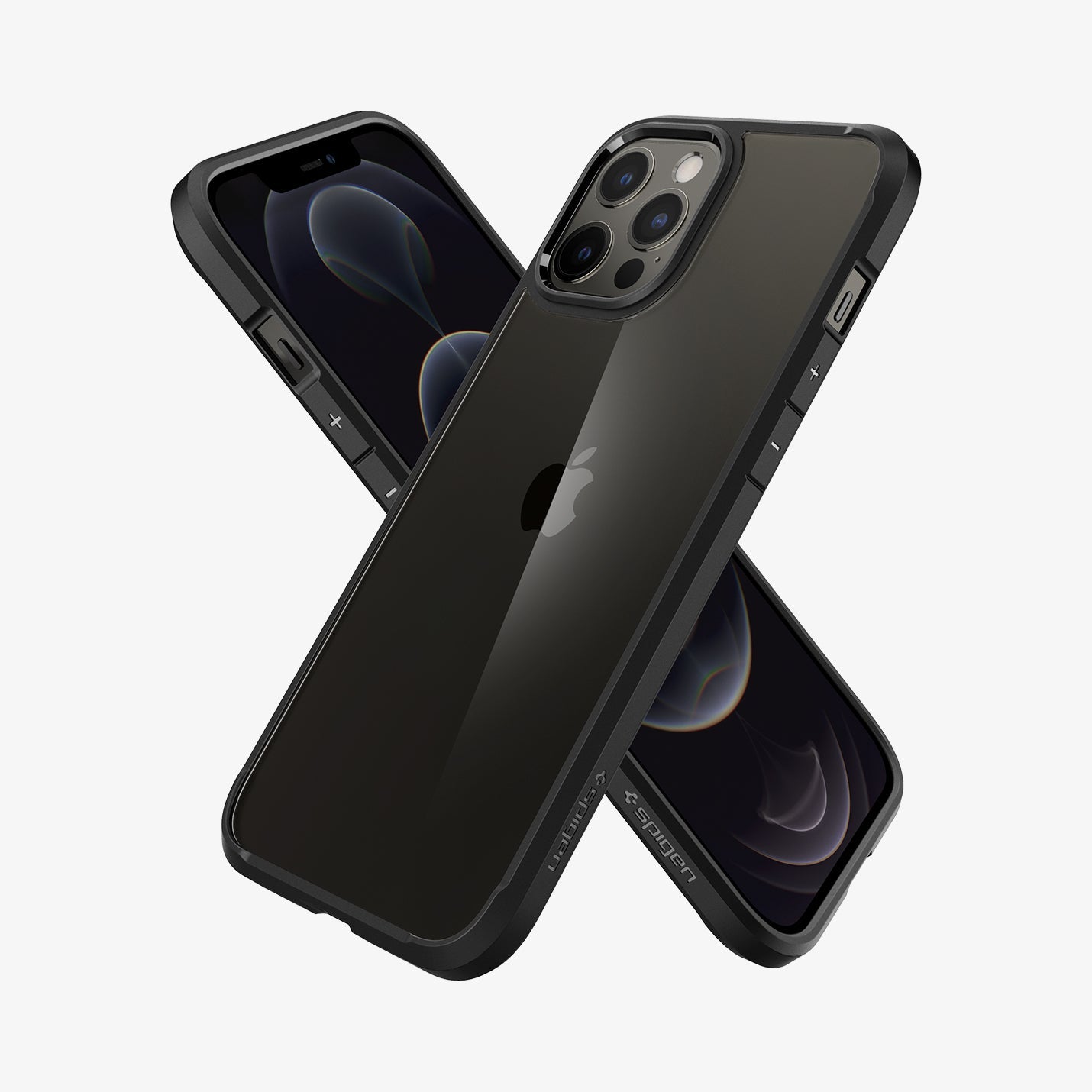 ACS01619 - iPhone 12 Pro Max Case Ultra Hybrid in matte black showing the back, front and sides
