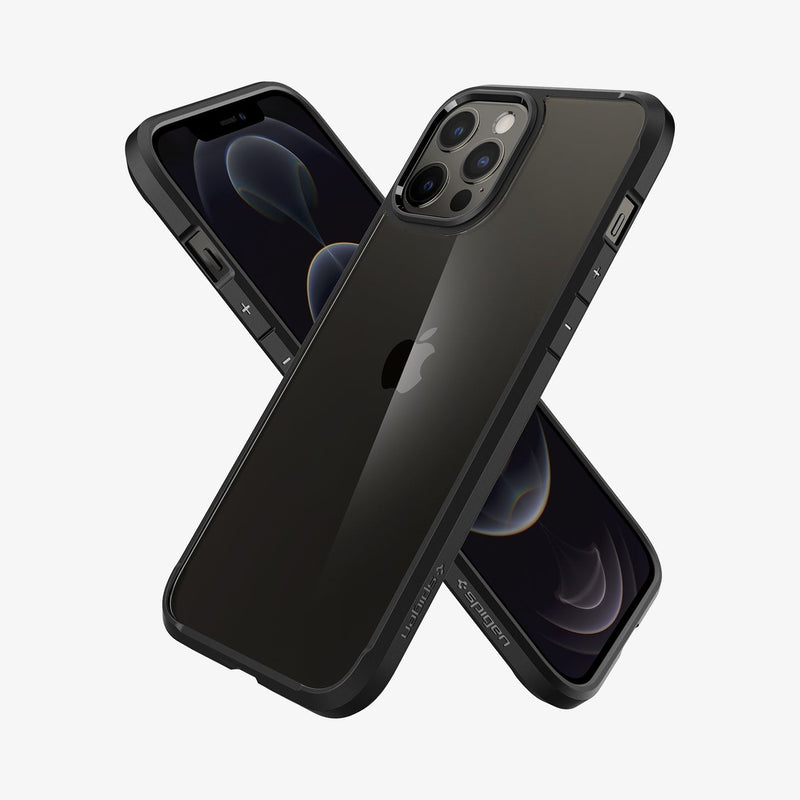 ACS01619 - iPhone 12 Pro Max Case Ultra Hybrid in matte black showing the back, front and sides