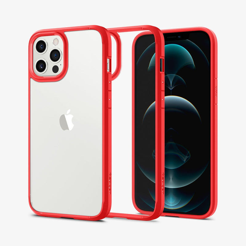 ACS01620 - iPhone 12 Pro Max Case Ultra Hybrid in red showing the back, inside and front
