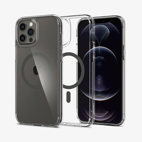 ACS02623 - iPhone 12 Pro Max Case Ultra Hybrid Mag (MagFit) in graphite showing the back, inside and front