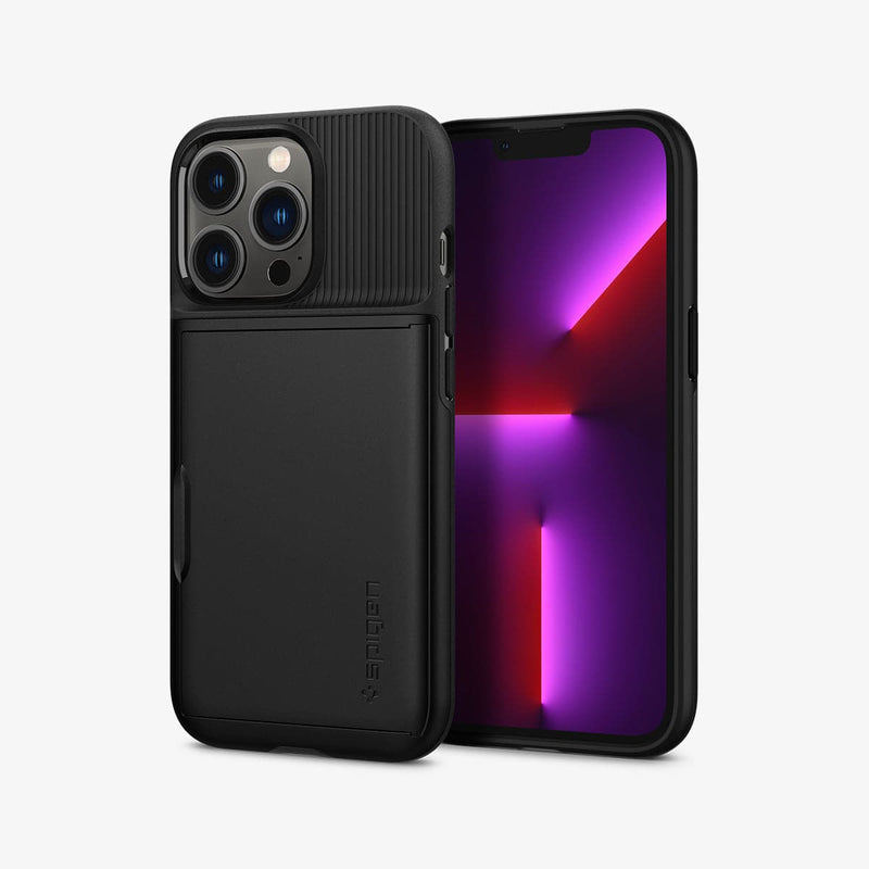 ACS03274 - iPhone 13 Pro Case Slim Armor CS in black showing the back and front