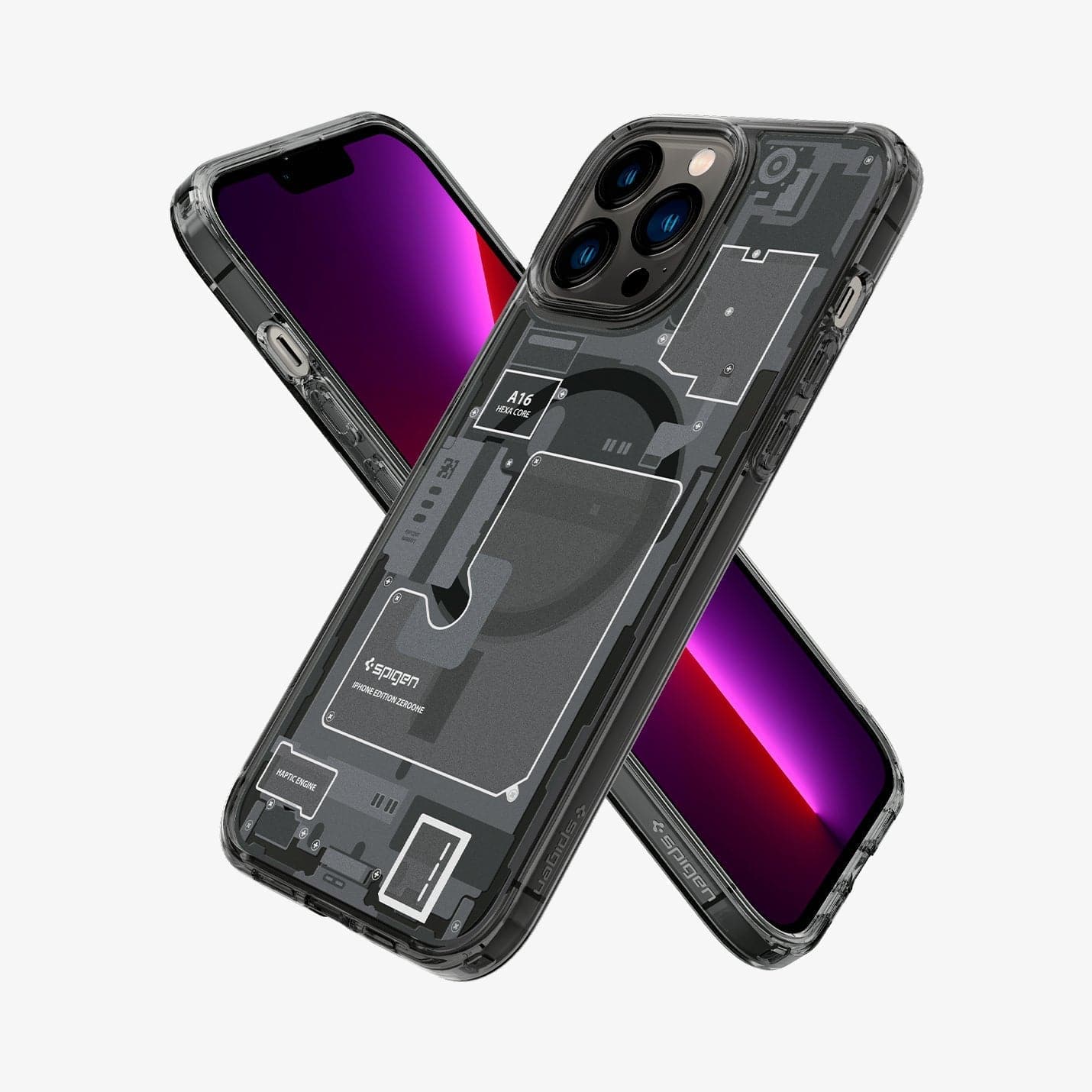 ACS05451 - iPhone 13 Pro Case Ultra Hybrid Zero One (MagFit) showing the back, front and sides