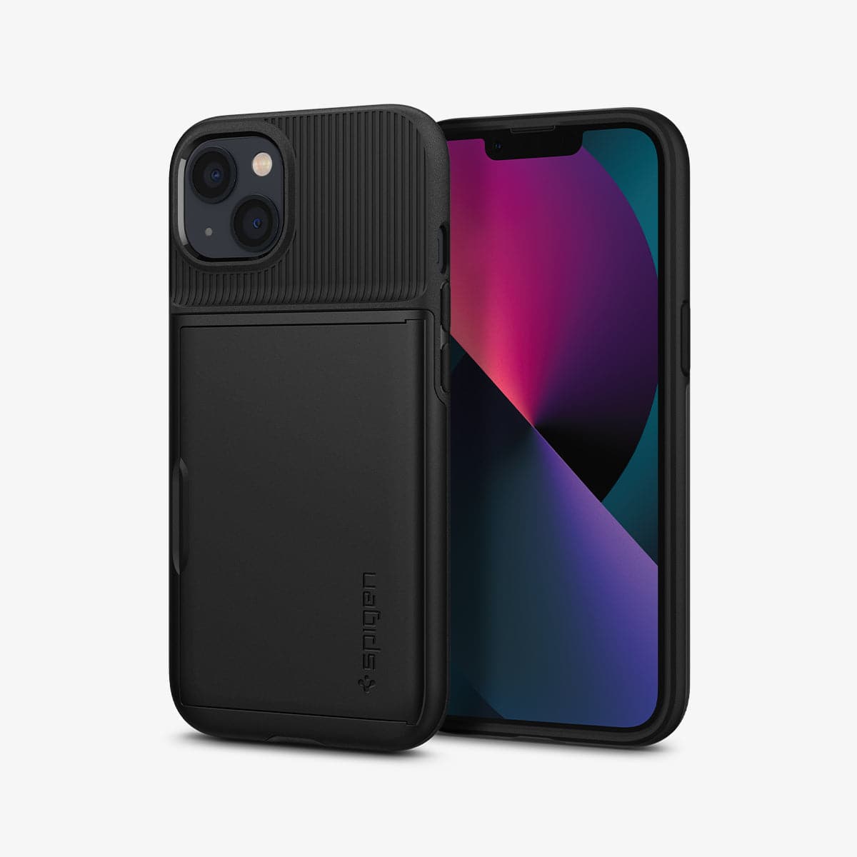 ACS03536 - iPhone 13 Case Slim Armor CS in black showing the back and front