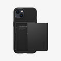 ACS03536 - iPhone 13 Case Slim Armor CS in black showing the back with card slot open