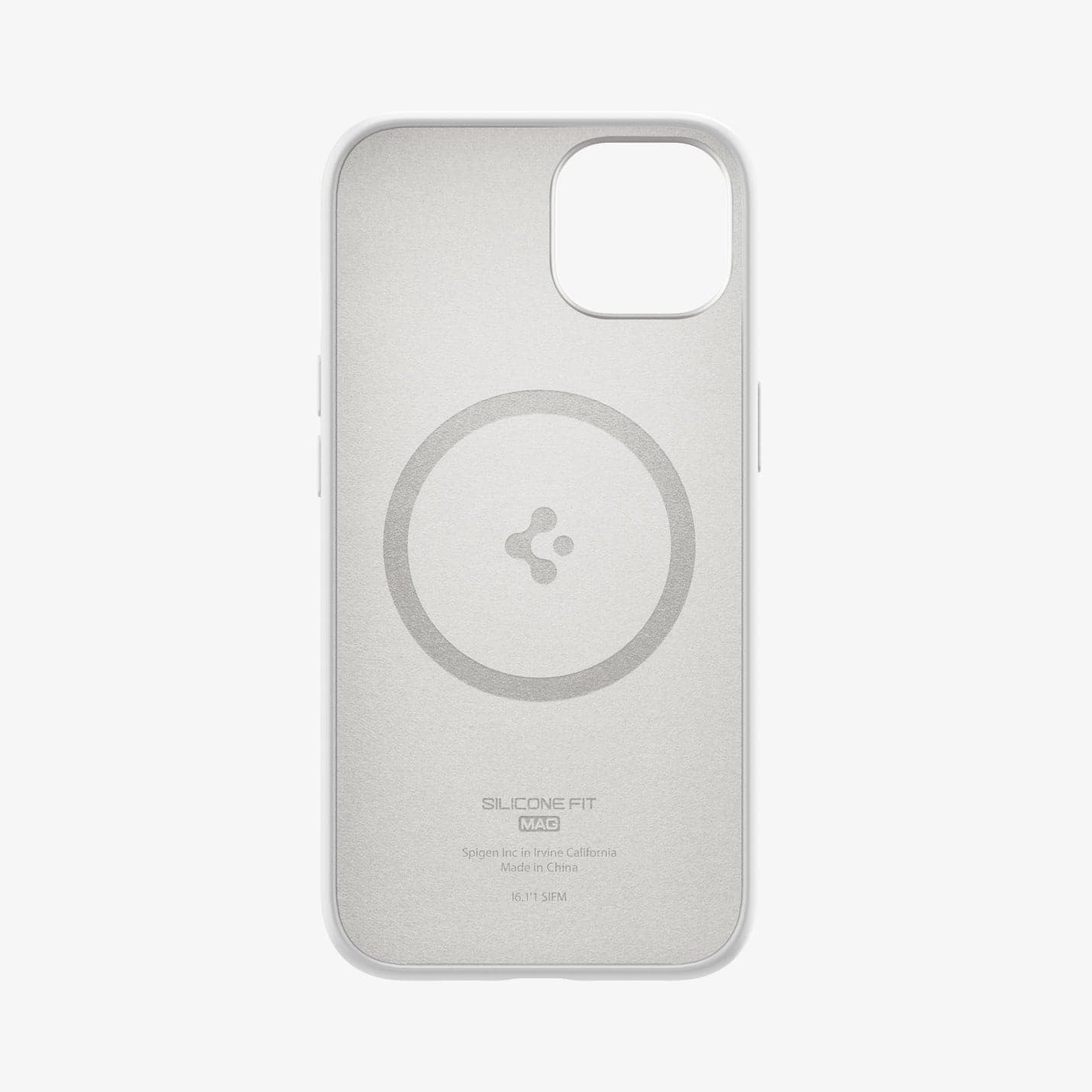ACS04090 - iPhone 13 Case Silicone Fit MagSafe Compatible in white showing the inside of case