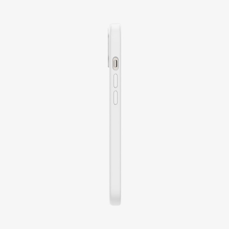 ACS04090 - iPhone 13 Case Silicone Fit MagSafe Compatible in white showing the side with volume controls