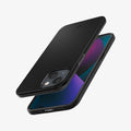 ACS03677 - iPhone 13 Case Thin Fit in black showing the back, front, sides, top and bottom