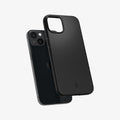 ACS03677 - iPhone 13 Case Thin Fit in black showing the back with case hovering away from device