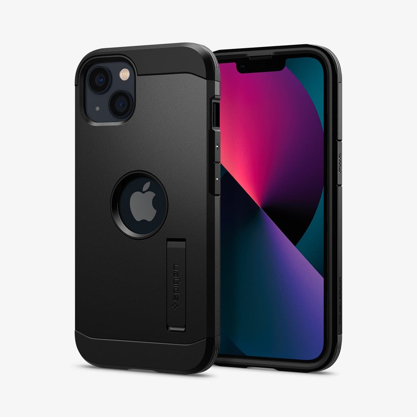 ACS03539 - iPhone 13 Case Tough Armor in black showing the back and front