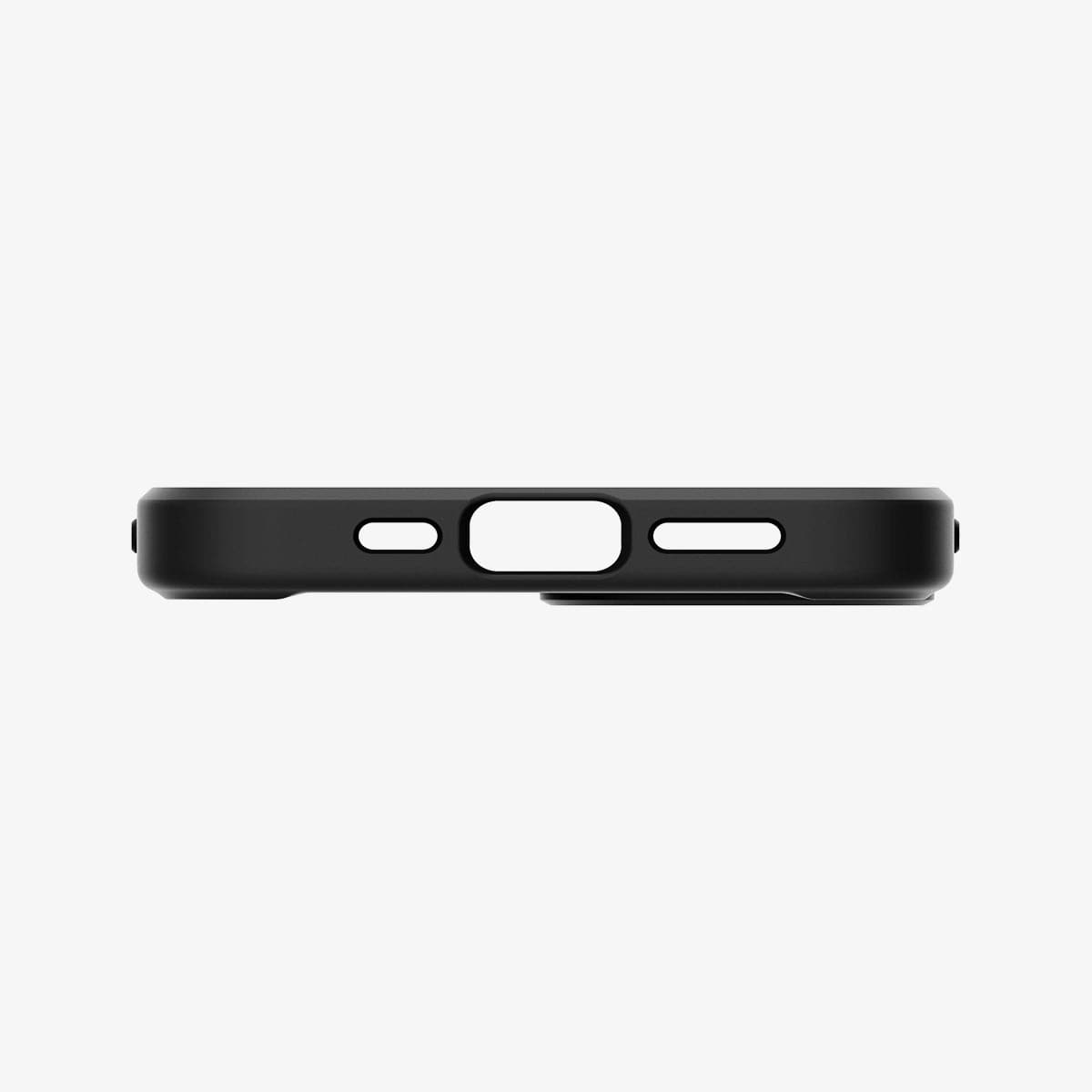 ACS03523 - iPhone 13 Case Ultra Hybrid in matte black showing the bottom with precise cutouts