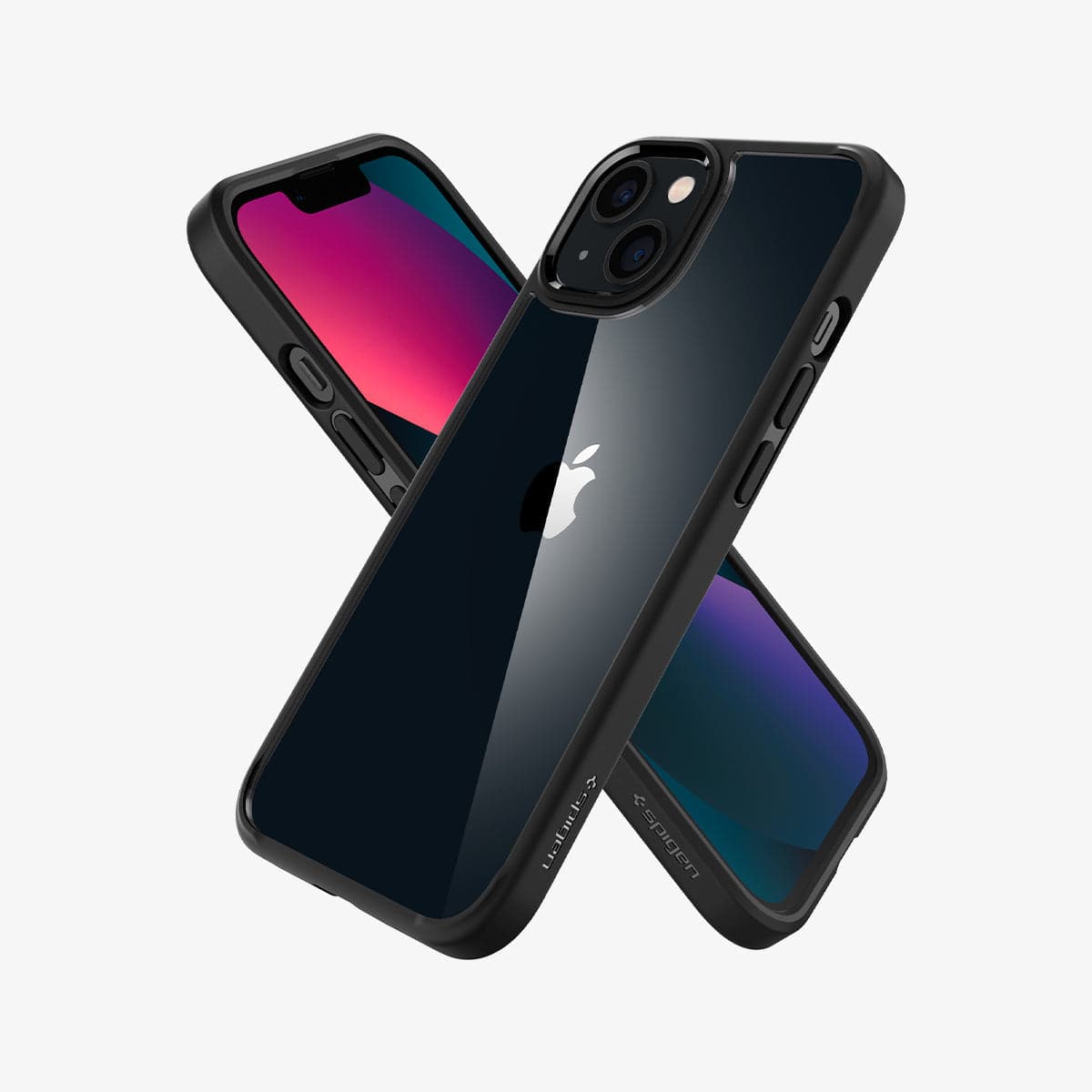 ACS03523 - iPhone 13 Case Ultra Hybrid in matte black showing the back, front and sides