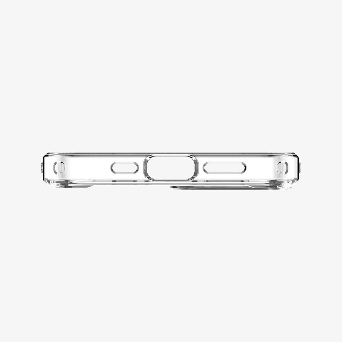 ACS03522 - iPhone 13 Case Ultra Hybrid in crystal clear showing the bottom with precise cutouts