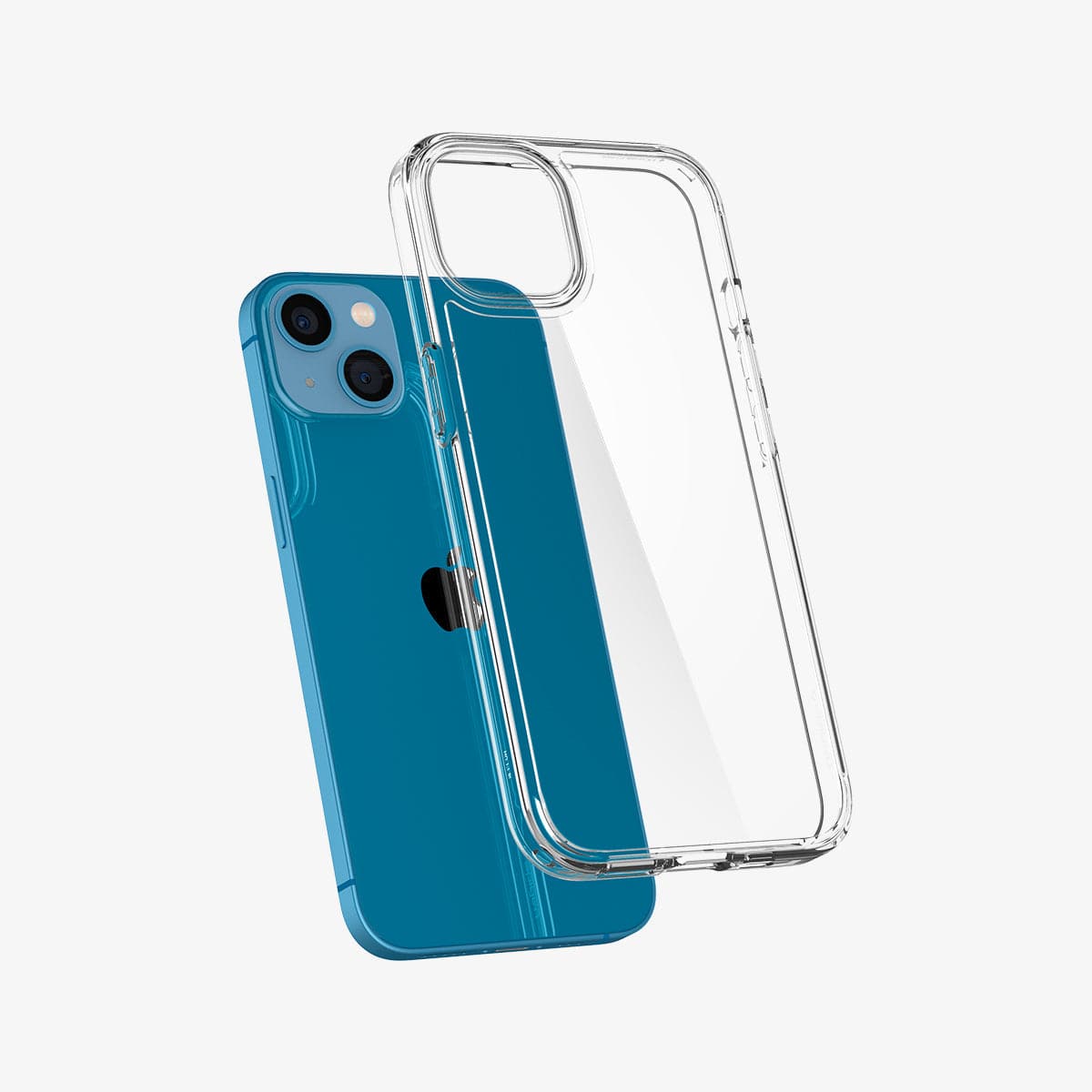 ACS03522 - iPhone 13 Case Ultra Hybrid in crystal clear showing the back with case hovering away from device