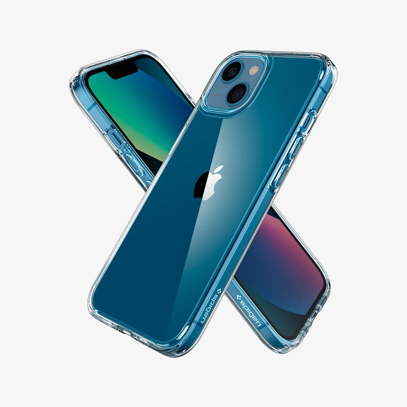 ACS03522 - iPhone 13 Case Ultra Hybrid in crystal clear showing the back, front and sides