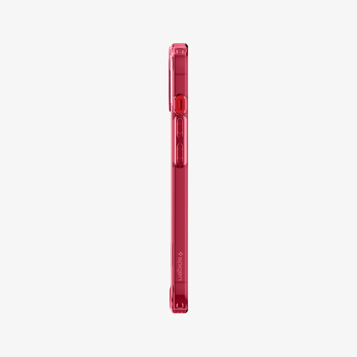 ACS03524 - iPhone 13 Case Ultra Hybrid in red crystal showing the side with volume controls