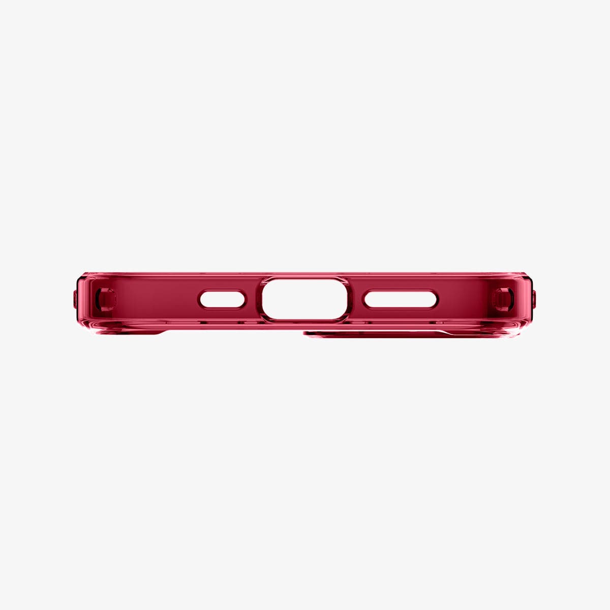 ACS03524 - iPhone 13 Case Ultra Hybrid in red crystal showing the bottom with precise cutouts
