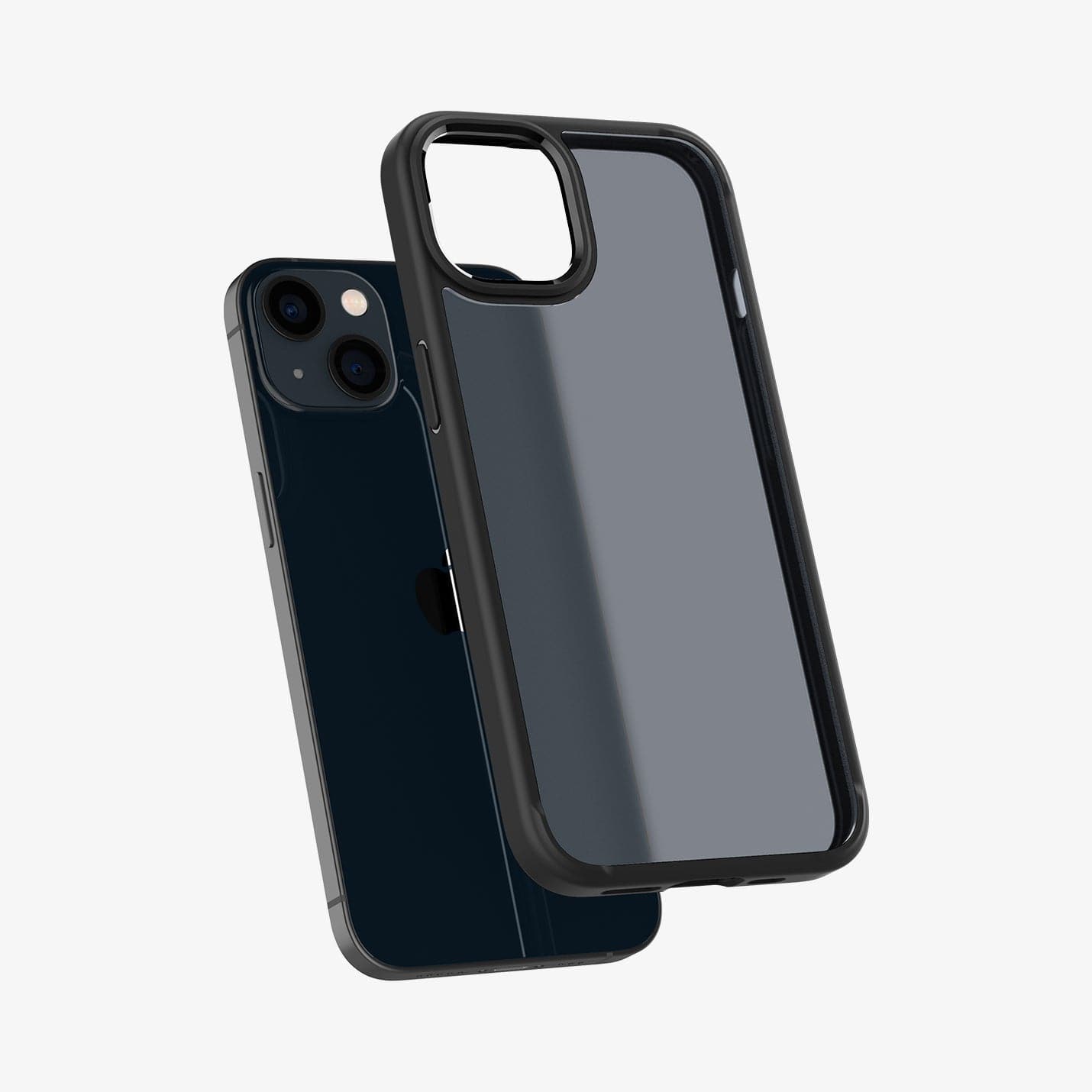 ACS03623 - iPhone 13 Case Ultra Hybrid Matte in frost black showing the back hovering behind device back