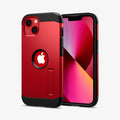 ACS03332 - iPhone 13 Mini Case Tough Armor in red showing the back and front