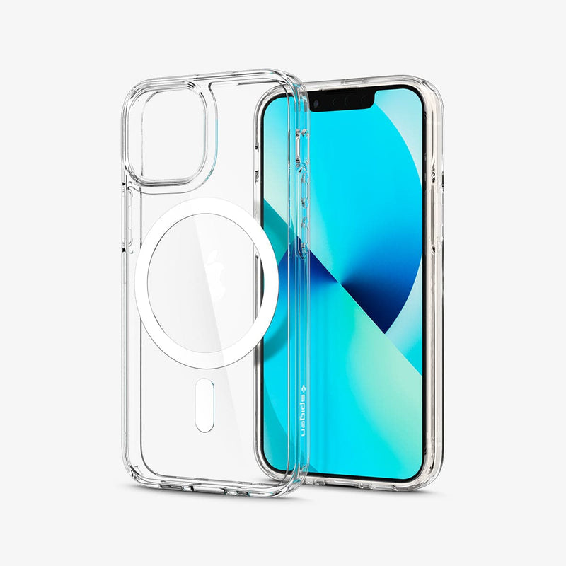 ACS03322 - iPhone 13 Mini Case Ultra Hybrid Mag Safe Compatible in white showing the inside and front