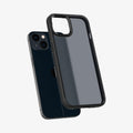 ACS03625 - iPhone 13 Mini Case Ultra Hybrid Matte in frost black showing the back hovering above device back