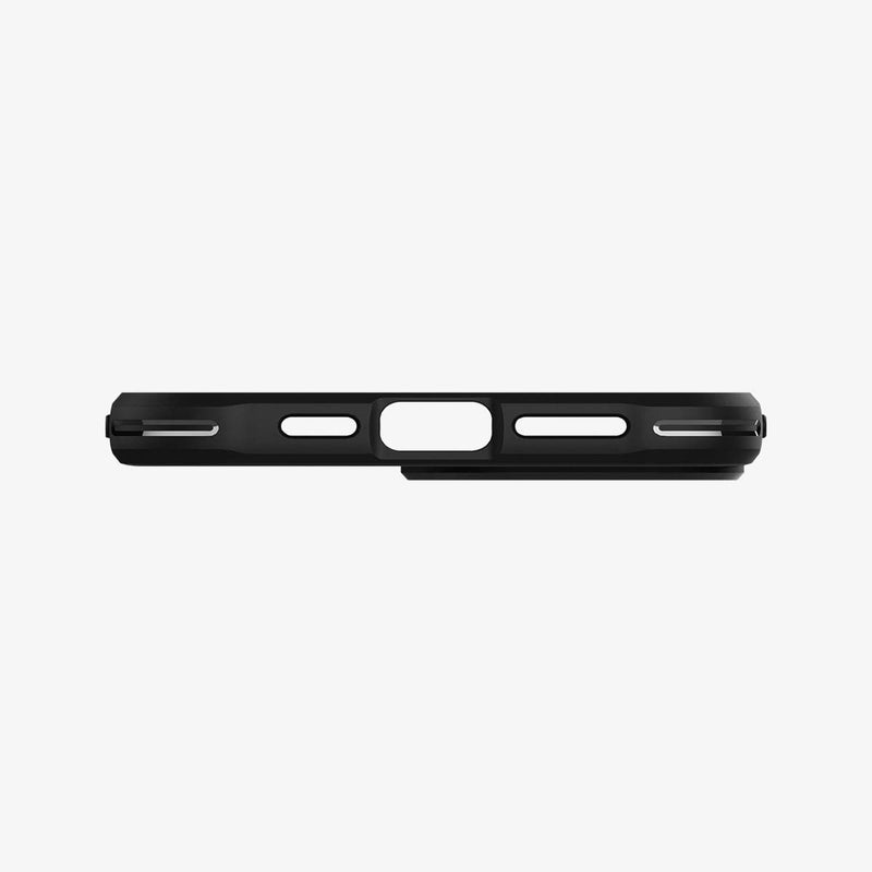ACS03200 - iPhone 13 Pro Max Case Rugged Armor in matte black showing the bottom with precise cutouts