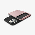 ACS03219 - iPhone 13 Pro Max Case Slim Armor CS in rose gold showing the back, side and top with card slot open