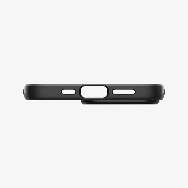 ACS03675 - iPhone 13 Pro Case Thin Fit in black showing the bottom with precise cutouts