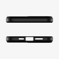 ACS03277 - iPhone 13 Pro Case Tough Armor in black showing the top and bottom with precise cutouts