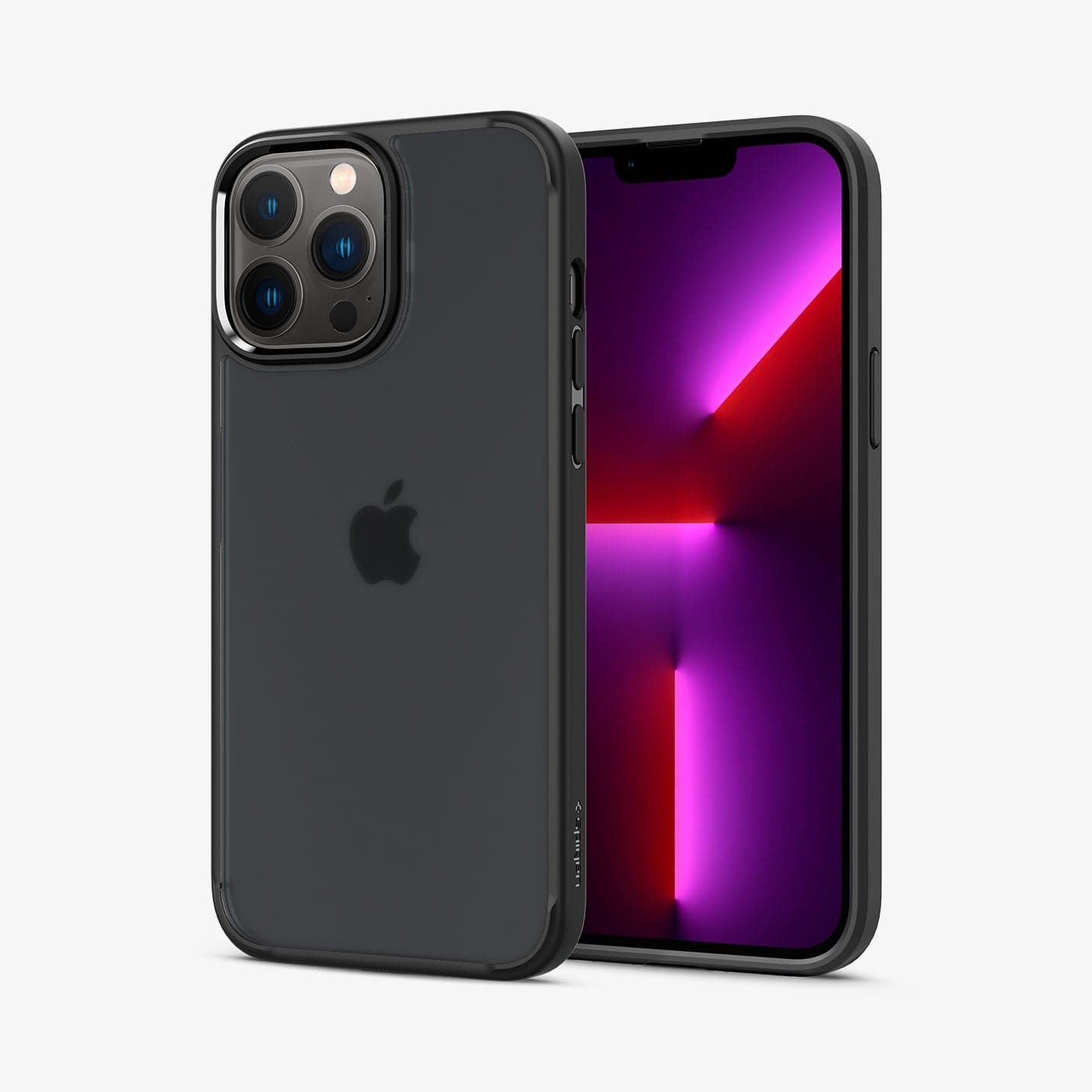 ACS03621 - iPhone 13 Pro Case Ultra Hybrid Matte in frost black showing the back and front