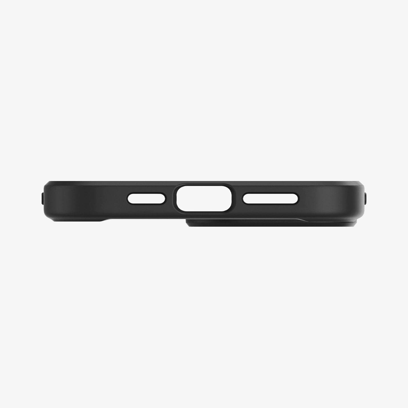 ACS03621 - iPhone 13 Pro Case Ultra Hybrid Matte in frost black showing the bottom with precise cutouts
